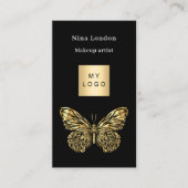 Zwart gouden vlinder Qr social media logo Visitekaartje (Voorkant)