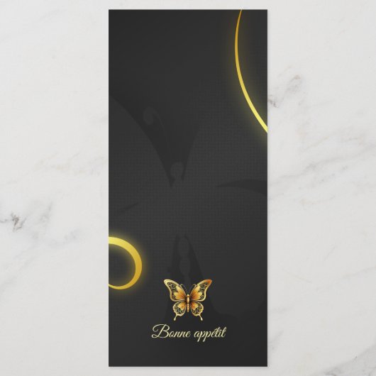 Zwart Gouden vlinders menu (Achterkant)