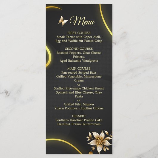 Zwart Gouden vlinders menu (Voorkant)