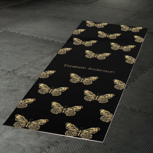 Zwart gouden vlinders naam yogamat