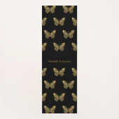 Zwart gouden vlinders naam yogamat (Voorkant)