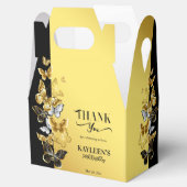 Zwart-gouden vlinders, verjaardagsfeestje, aangepa bedankdoosjes (Geopend)