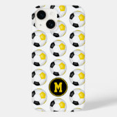 Zwart gouden voetballen patroon monogram Case-Mate iPhone case (Achterkant)
