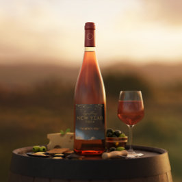 Zwart Gouden | Waterverf Nieuwjaar Sparkling Wijnetiket