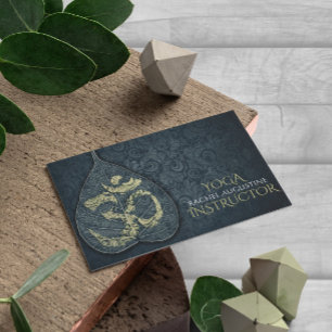 Zwart-gouden Yoga-instructeur Bodhi Leaf OM-symboo Visitekaartje