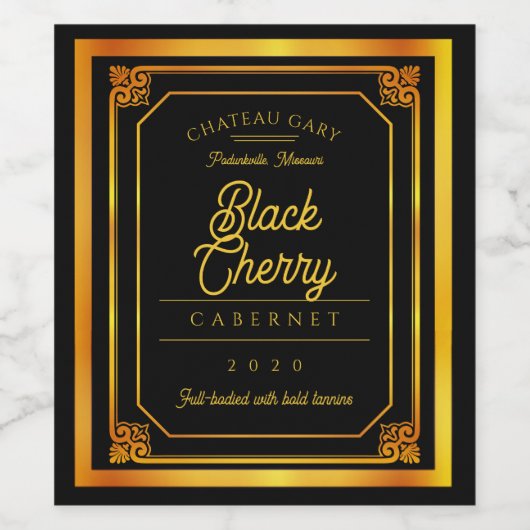 Zwart gouden zelfgemaakte wijn gepersonaliseerd wi wijn etiket (Enkel label)