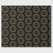 Zwart-gouden zon- en moongezichten cadeaupapier (Vlak)