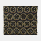 Zwart-gouden zon- en moongezichten fleece deken (Voorkant (Horizontaal))