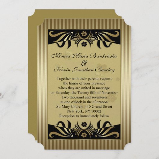 Zwart-gouden zwellen kunst deco Weddenschap Kaart (Voorkant / Achterkant)