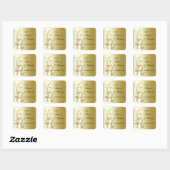 Zwart, goudflens met Butterflies-Sticker Vierkante Sticker (Vel)
