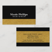 Zwart & Goudfolie Confetti Chic Visitekaartje (Voorkant / Achterkant)