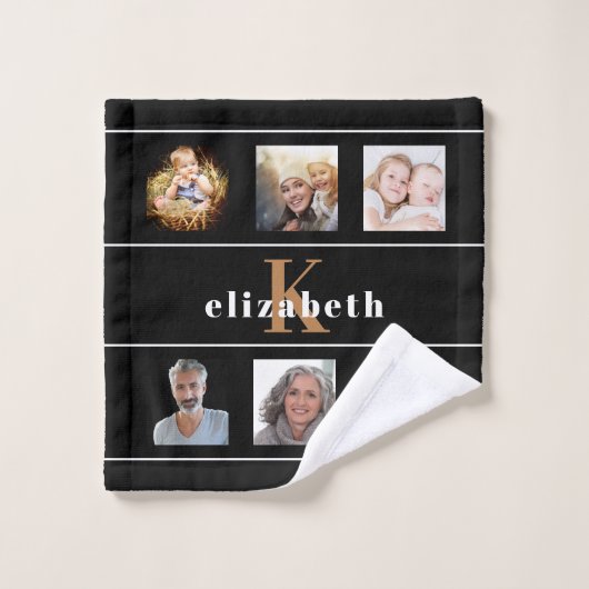 Zwart goudfotocollage modern bad handdoek (Wasdoekje)