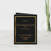 Zwart goudfotoelegant begrafenisprogramma bedankkaart (Achterkant)