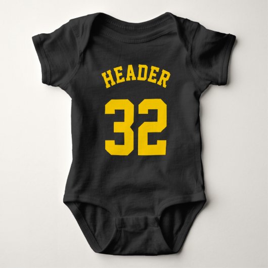 Zwart & goudgeel Baby | Sport Jersey Design Romper (Voorkant)