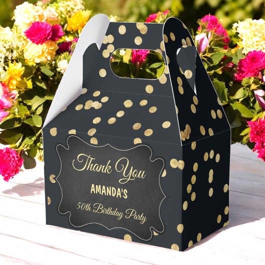 Zwart goudgele Glitter Confetti Chic Favor Box Bedankdoosjes