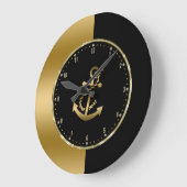 Zwart & goudgeometrisch ontwerp met bootveranker grote klok (Hoek)
