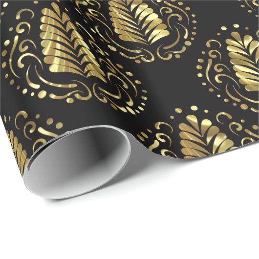 Zwart & goudgestormde ventilatoren met moderne ven cadeaupapier (Rol Hoek)