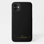 Zwart goudgierschrift Monogram Naam Modern Case-Mate iPhone Case (Achterkant)