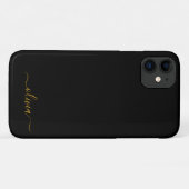 Zwart goudgierschrift Monogram Naam Modern Case-Mate iPhone Case (Achterkant (horizontaal))