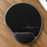 Zwart goudgierschrift Monogram Naam Modern Gel Muismat<br><div class="desc">Goud en zwart monogram Voeg je eigen naam Mousepad (Muismat) toe. Dit maakt de perfecte liefhebbende 16 verjaardag,  bruiloft,  vrijgezellenfeest,  verjaardagsdag,  baby shower of vrijgezellenfeest voor iemand die van luxe glam en stijl houdt.</div>