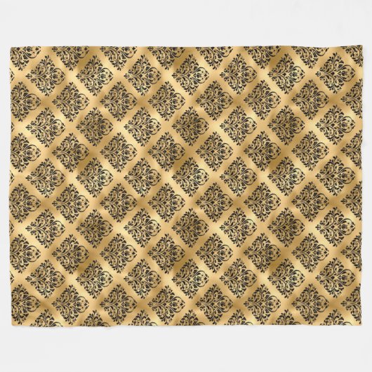 Zwart-goudglanspatroon Fleece Deken (Voorkant (Horizontaal))