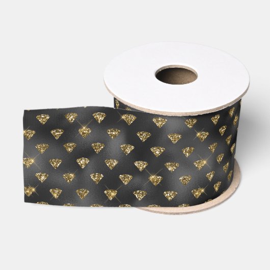 Zwart-goudglanspatroon Grosgrain Lint (Spoel)