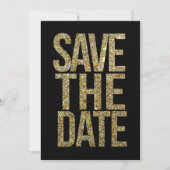 Zwart & goudglitter Bespaar de datum waarop Typogr Save The Date (Voorkant)