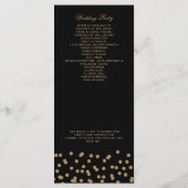 Zwart goudglitter Confetti Elegant Wedding Programmakaart (Achterkant)