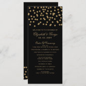 Zwart goudglitter Confetti Elegant Wedding Programmakaart (Voorkant / Achterkant)