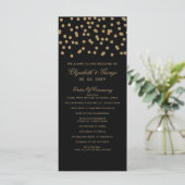 Zwart goudglitter Confetti Elegant Wedding Programmakaart (Staand voorkant)