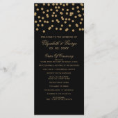 Zwart goudglitter Confetti Elegant Wedding Programmakaart (Voorkant)