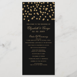 Zwart goudglitter Confetti Elegant Wedding Programmakaart