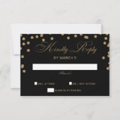 Zwart goudglitter Confetti Elegant Wedding RSVP Kaartje (Voorkant)