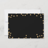 Zwart goudglitter Confetti Elegant Wedding RSVP Kaartje (Achterkant)