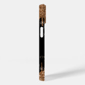 Zwart goudglitter druppelt monogram elegant monogr Case-Mate iPhone case (Achterkant / Rechts)