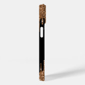 Zwart goudglitter druppelt monogram elegant monogr Case-Mate iPhone case (Achterkant / Rechts)