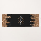Zwart goudglitter druppelt monogram elegant monogr yogamat (Achterkant (horizontaal))