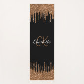 Zwart goudglitter druppelt monogram elegant monogr yogamat (Voorkant)