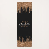 Zwart goudglitter druppelt monogram elegant monogr yogamat (Achterkant)