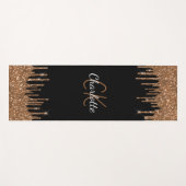 Zwart goudglitter druppelt monogram elegant monogr yogamat (Voorkant (horizontaal))