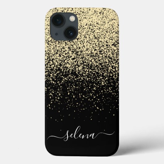 Zwart-goudglitter-meisjesmonogram Case-Mate iPhone Case (Achterkant)