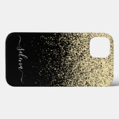 Zwart-goudglitter-meisjesmonogram Case-Mate iPhone Case (Achterkant (horizontaal))