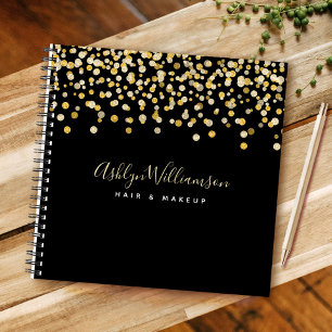 Zwart goudglitter stippen toneelschrijfster notitieboek