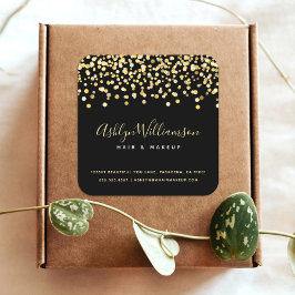 Zwart goudglitter stippen toneelschrijfster vierkante sticker