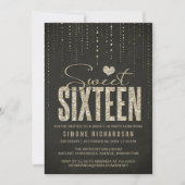 Zwart & goudglitter-uiterlijk 16 (zestien) partije kaart (Voorkant)