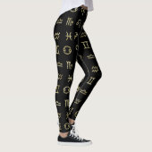 Zwart & goudglitter Zodiac Astrology Signs Leggings (Rechts)