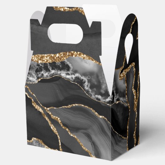 Zwart-goudglitteragaat Bedankdoosjes (Geopend)