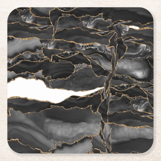 Zwart-goudglitteragaat Kartonnen Onderzetters (Voorkant)