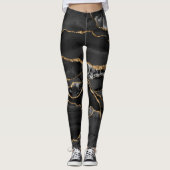 Zwart-goudglitteragaat Leggings (Voorkant)