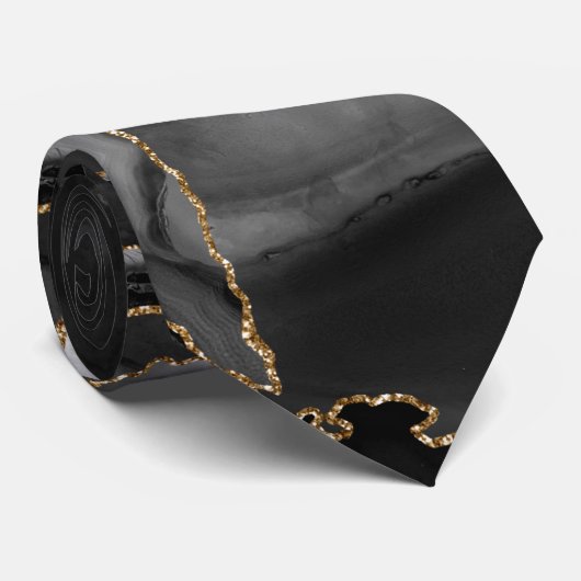 Zwart-goudglitteragaat Stropdas (Opgerold)